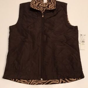 NWT Activolgy reversible vest PM Brown tiger zip